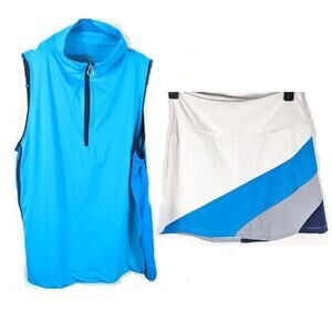 Kinona Women’s Golf Skirt Skort & Sleeveless Top Set Size Small Made USA Italian